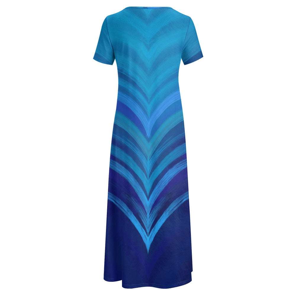 Blue Short Sleeve Dress (No Pockets) Inkedjoy
