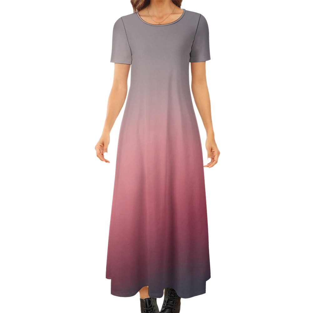 Gradient Short Sleeve Dress (No Pockets) Inkedjoy
