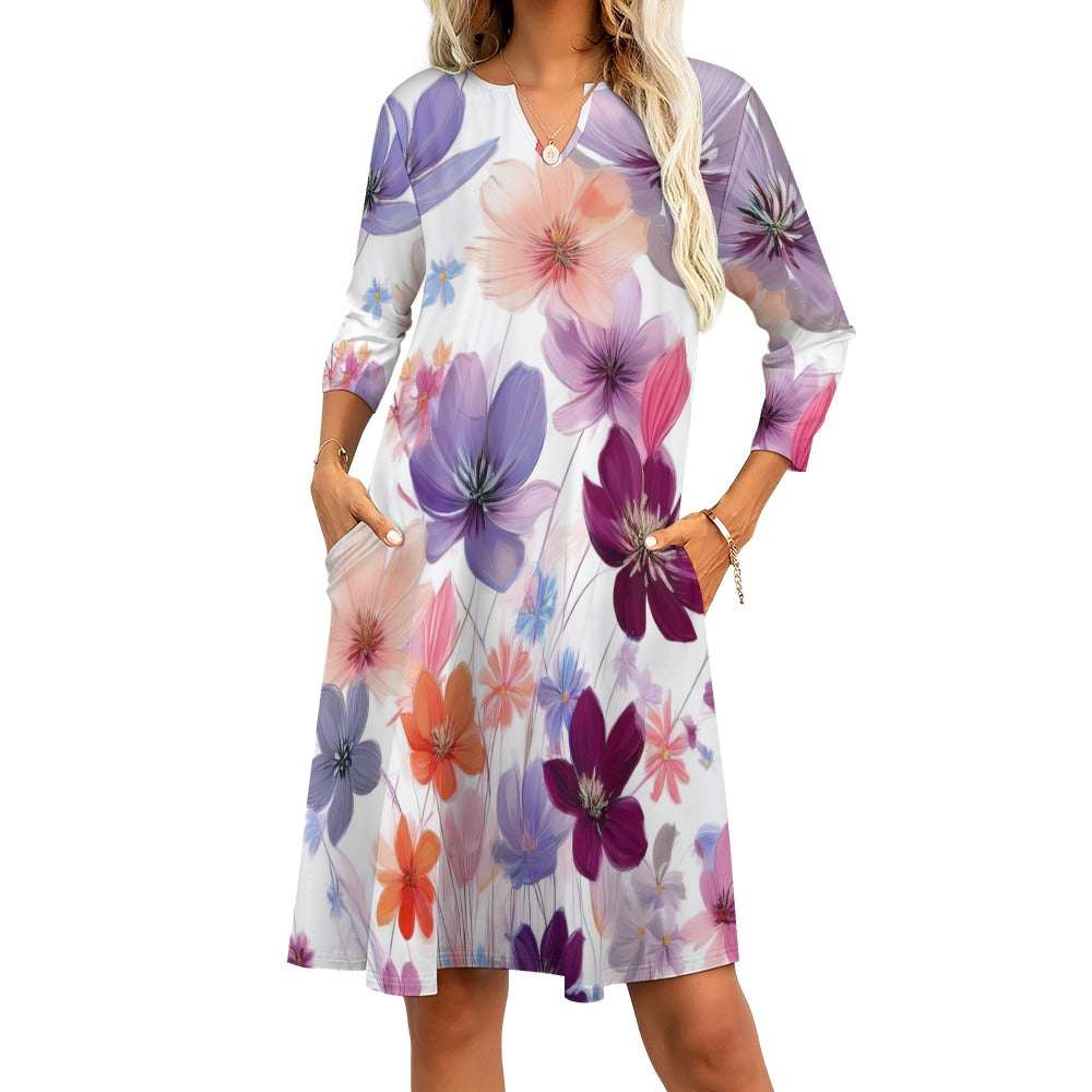 7-point sleeve dress Inkedjoy