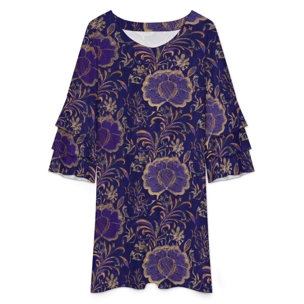 Lotus leaf sleeve dress Inkedjoy