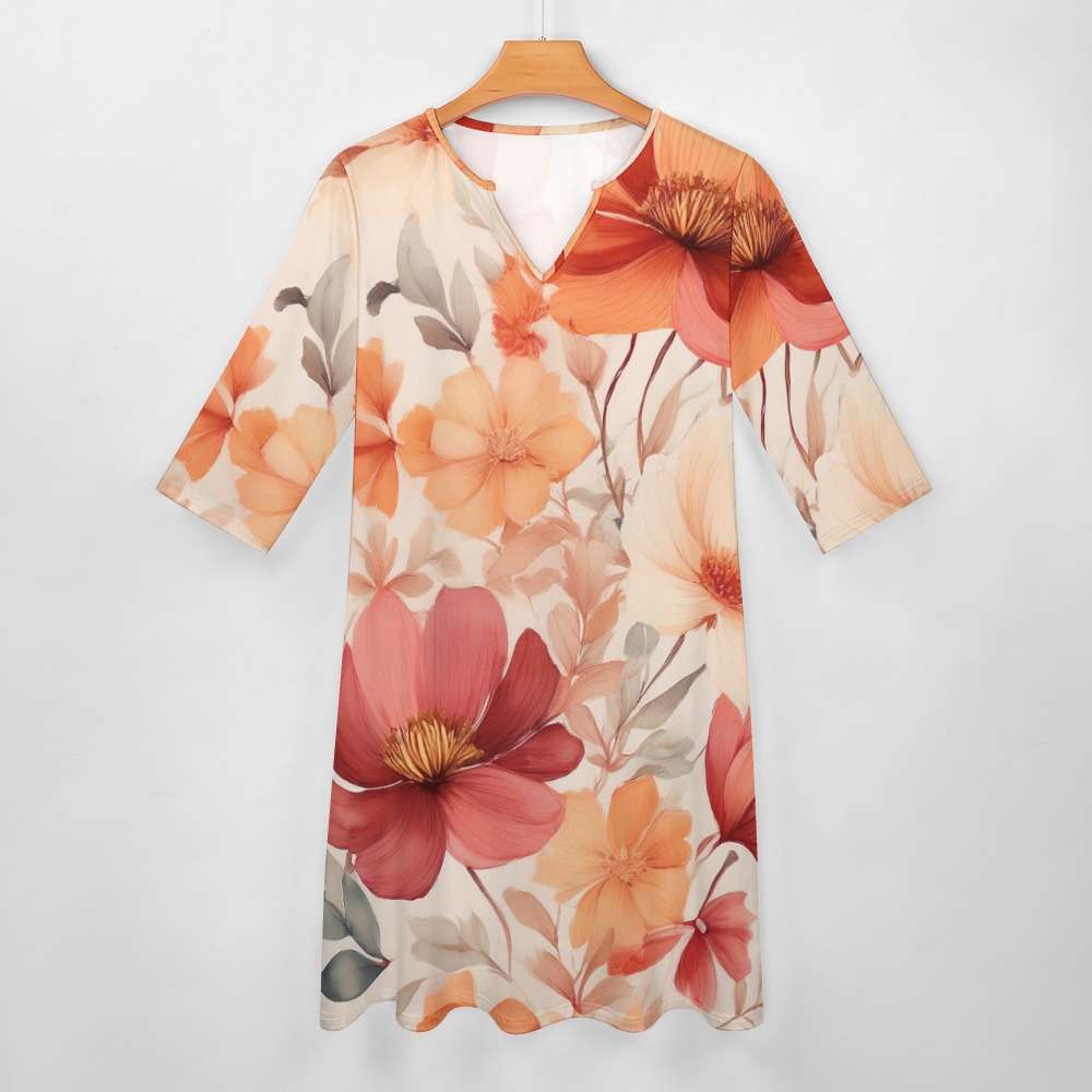 7-point sleeve dress Inkedjoy