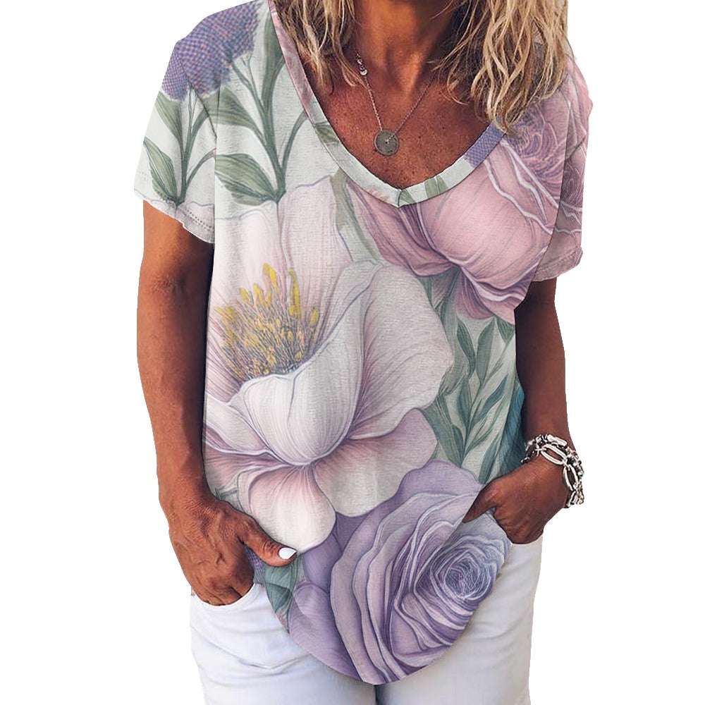 V Neck Short-sleeve Shirt Inkedjoy