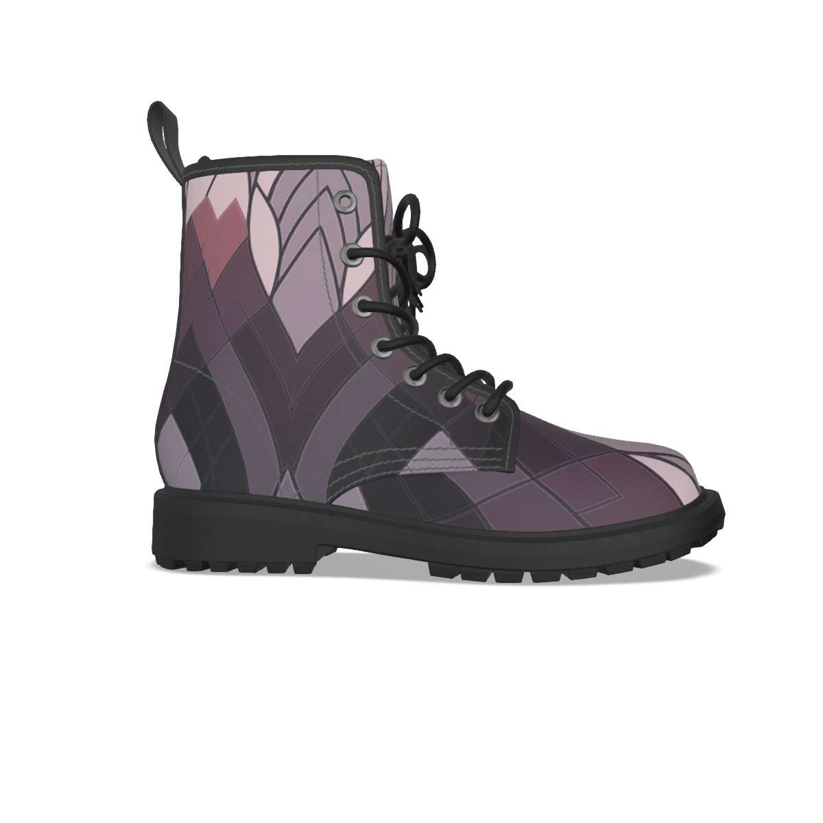 Pink-Brown Geometric Print Short Boots