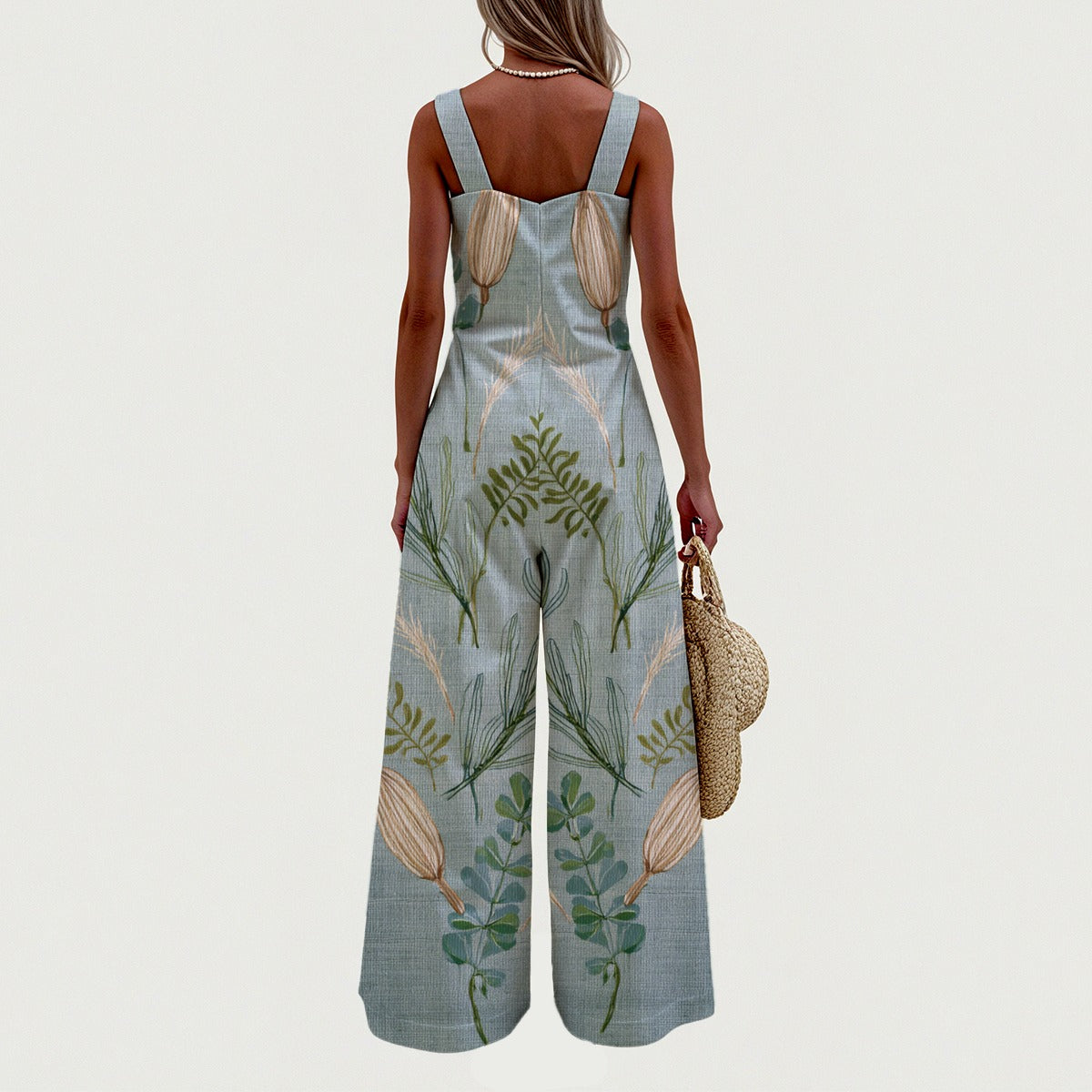 Blue Floral Wide Leg Jumpsuit