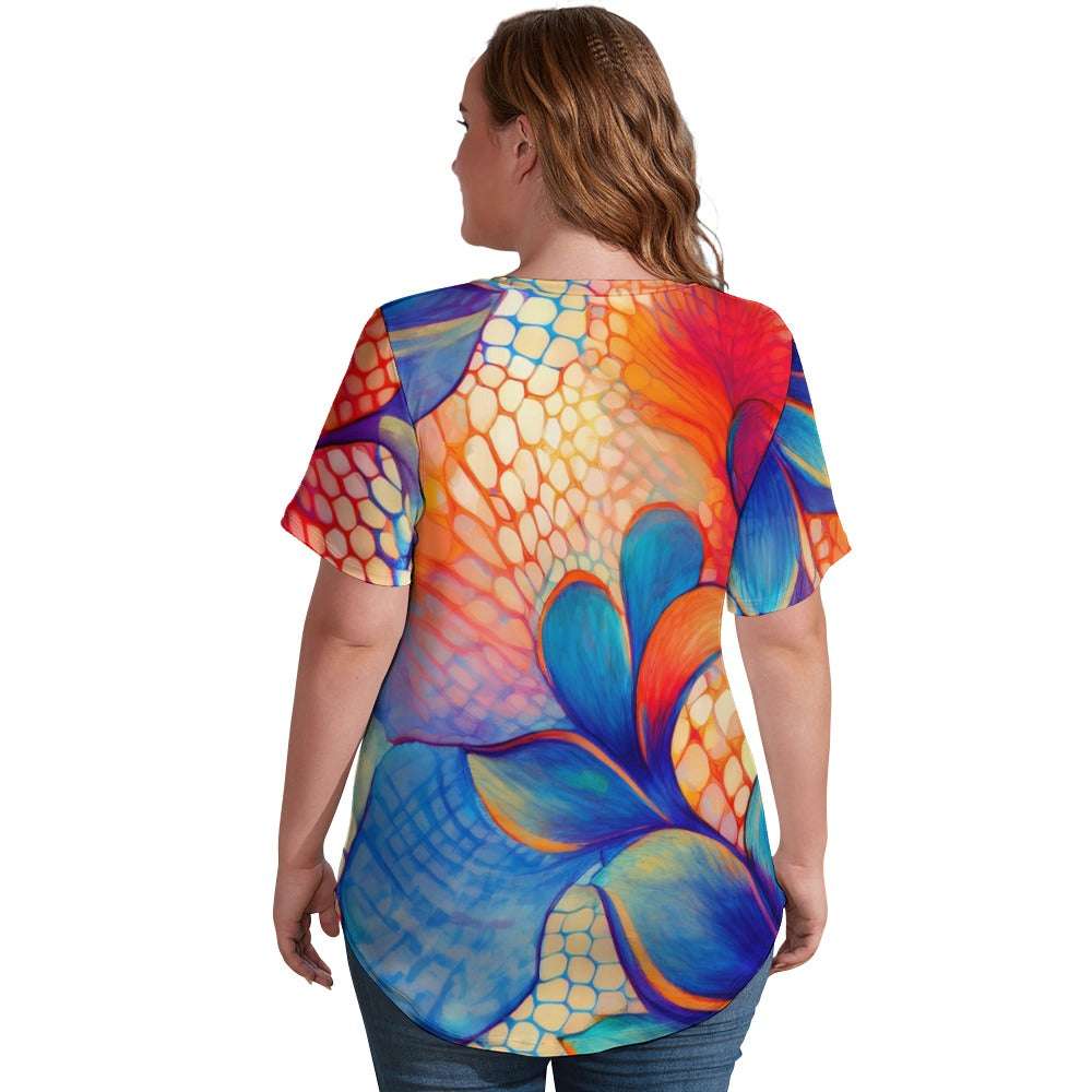 V Neck Short-sleeve Shirt Inkedjoy