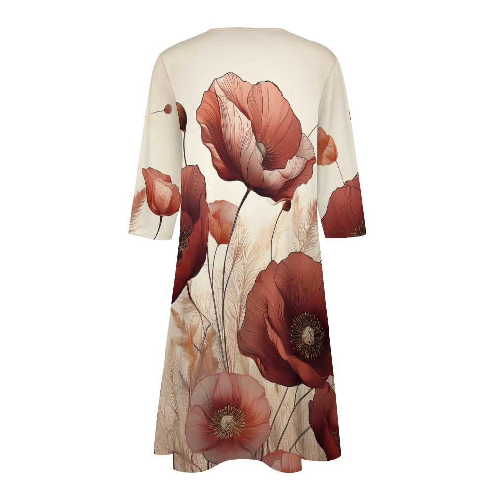 7-point sleeve dress Inkedjoy
