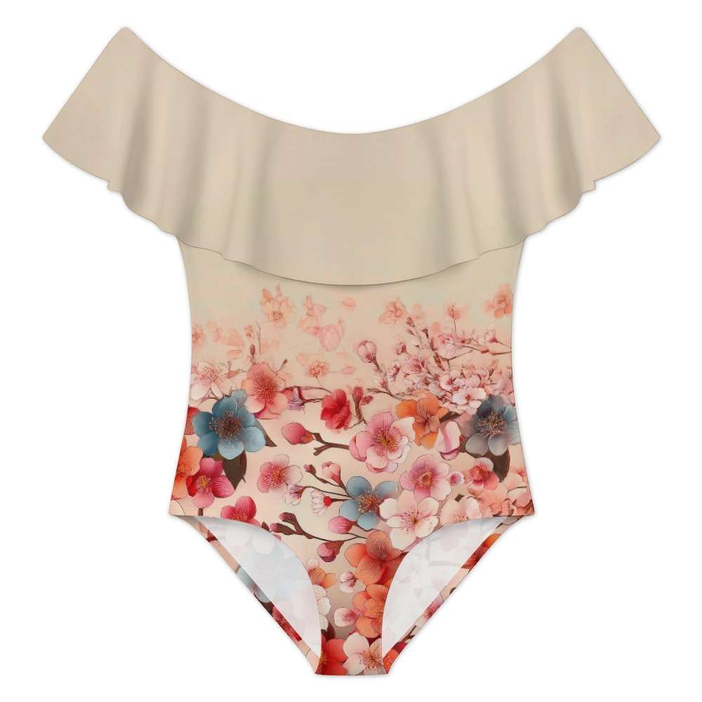 Off-Shoulder One-Piece Swimsuit Inkedjoy