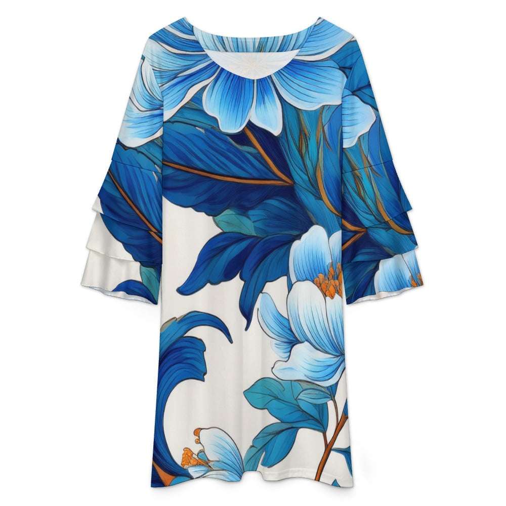 Lotus leaf sleeve dress Inkedjoy