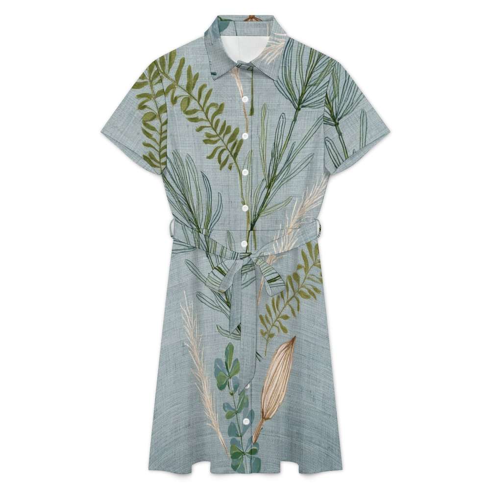 Short-sleeved collared dress Inkedjoy