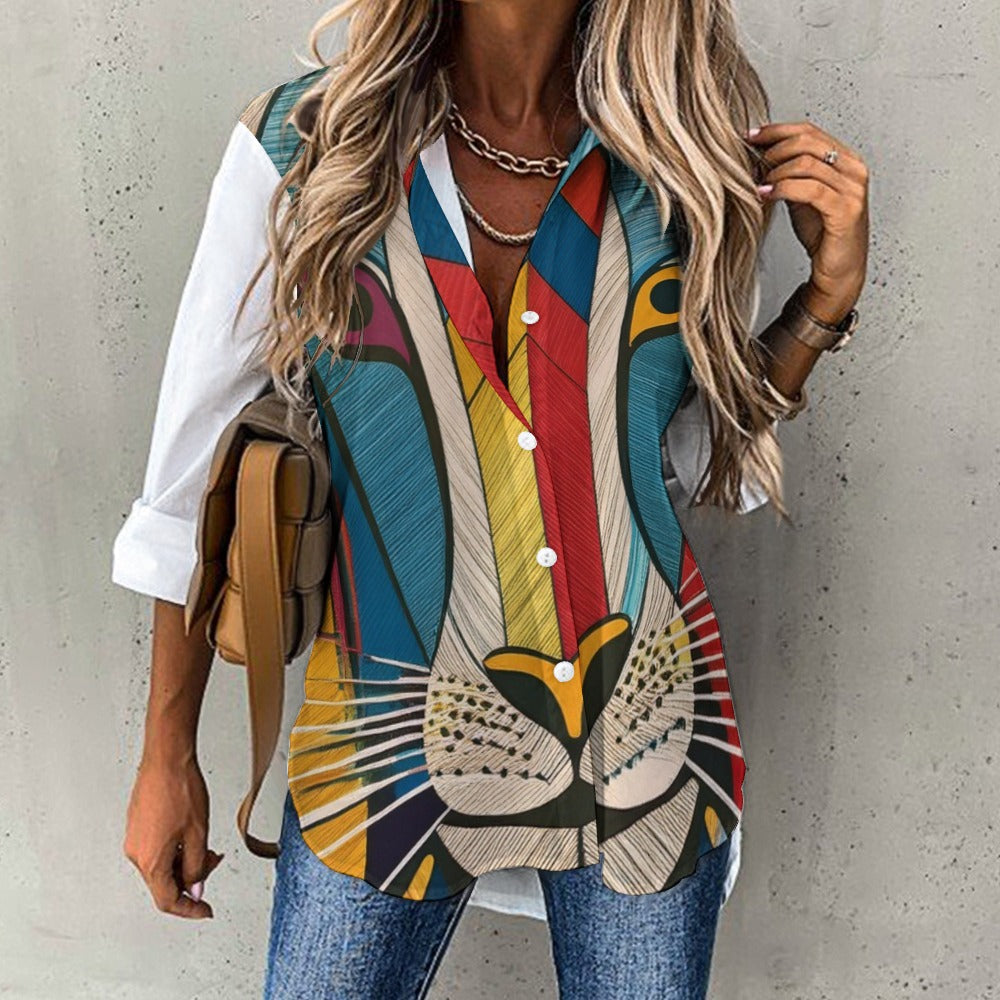 Printed Irregular Hem shirt Inkedjoy