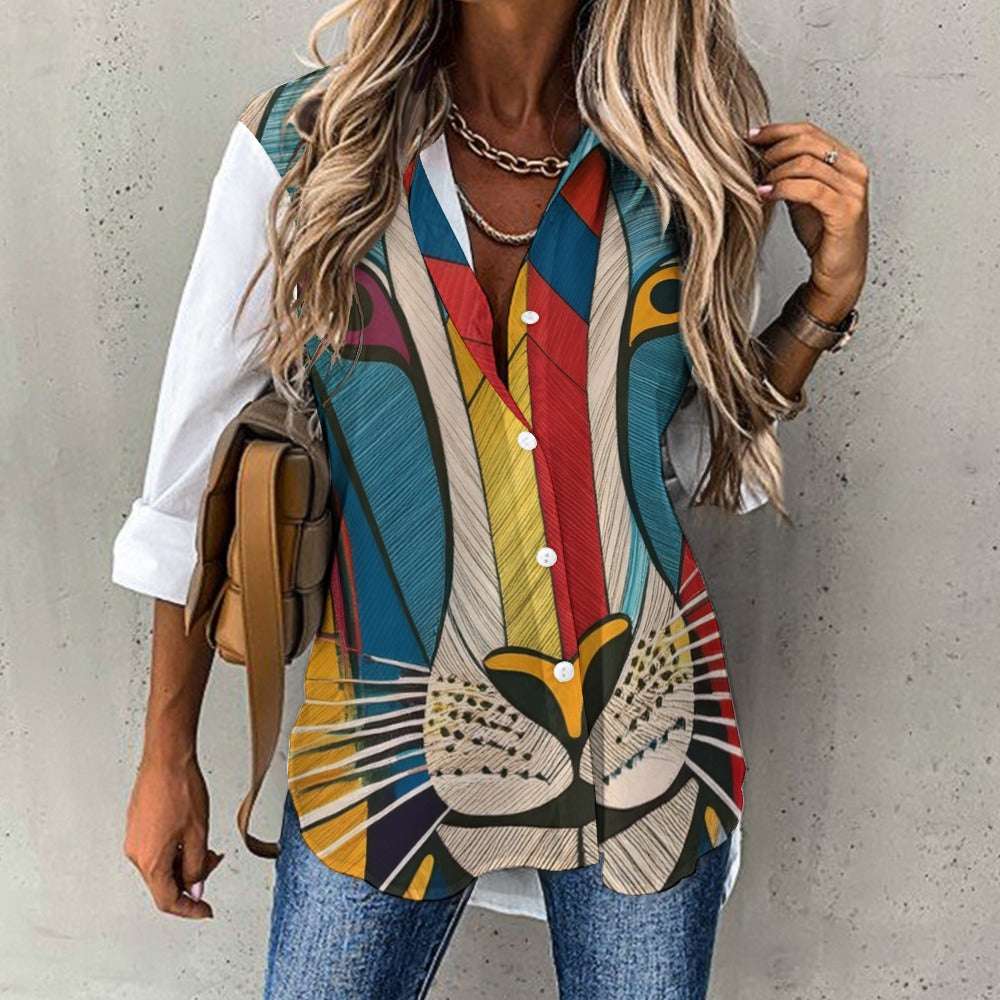Printed Irregular Hem shirt Inkedjoy