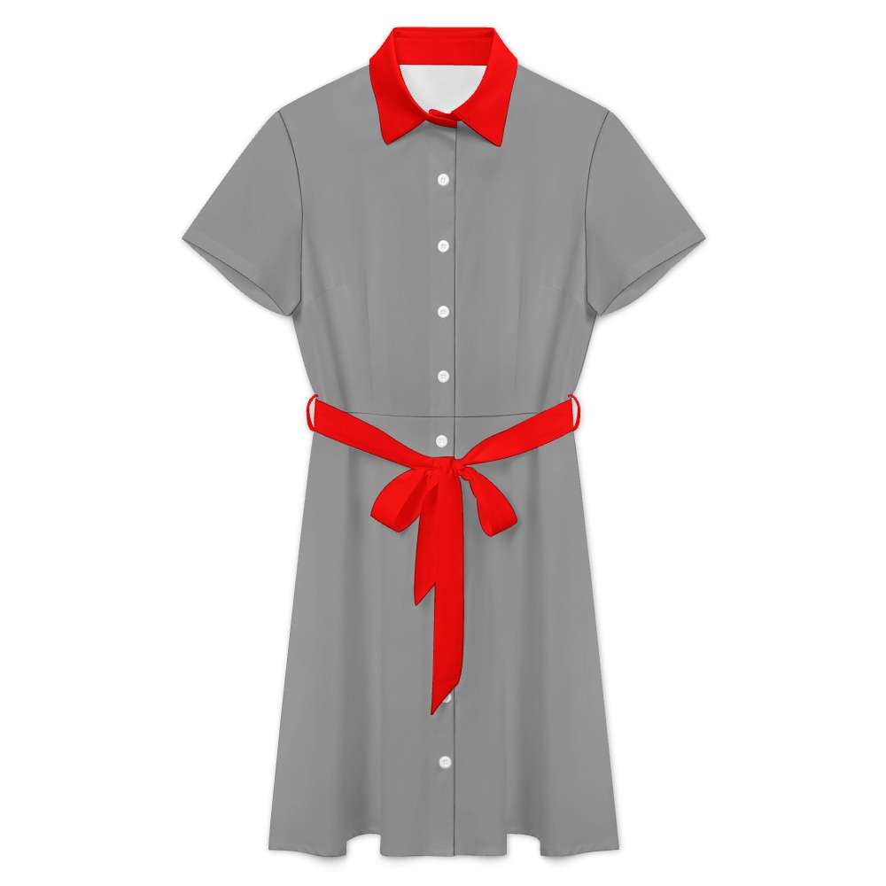 Short-sleeved collared dress Inkedjoy