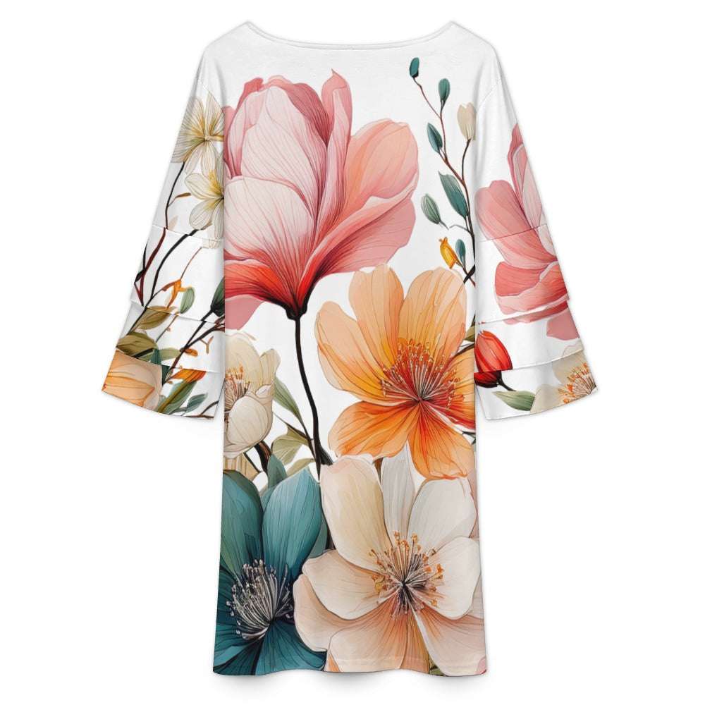 Lotus leaf sleeve dress Inkedjoy
