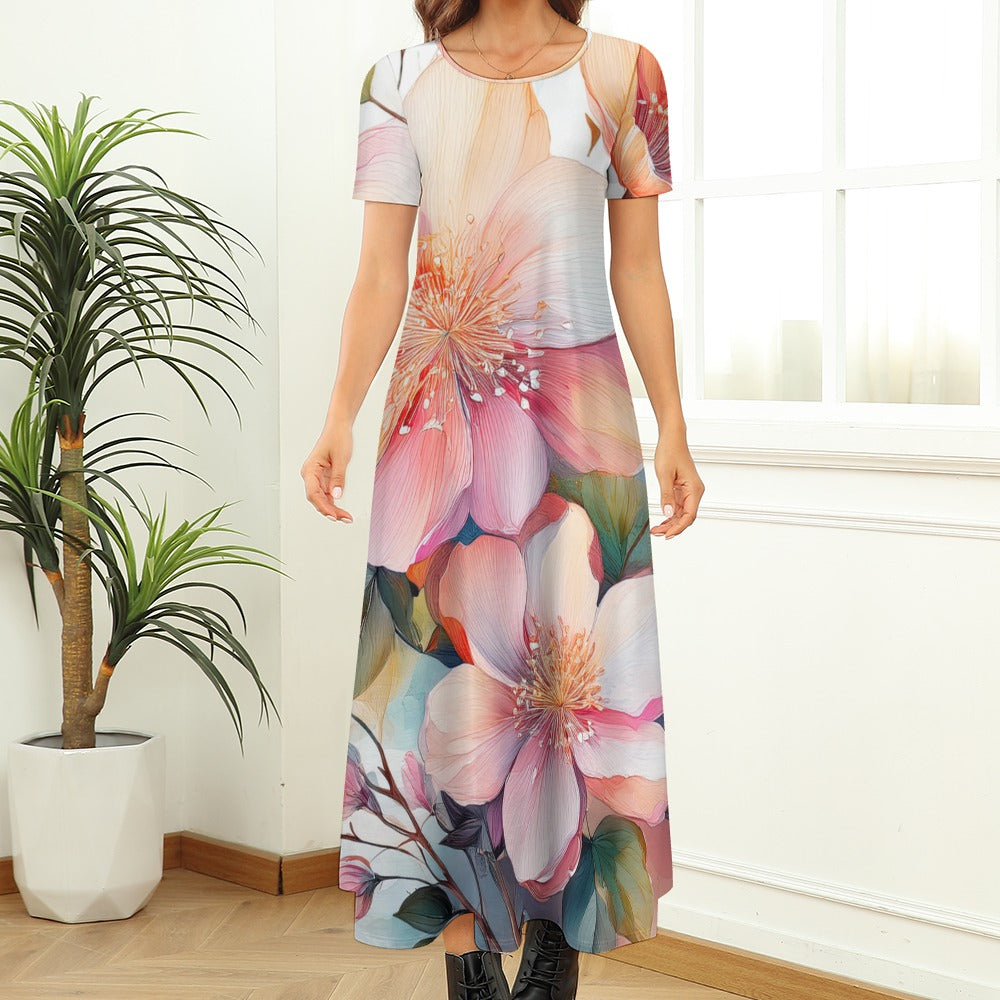 Blossom Short Sleeve Dress (No Pockets) Inkedjoy
