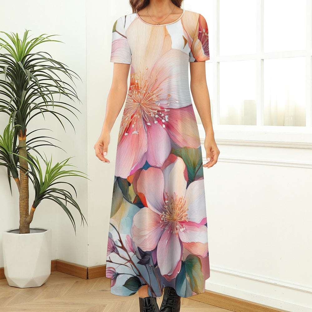 Blossom Short Sleeve Dress (No Pockets) Inkedjoy
