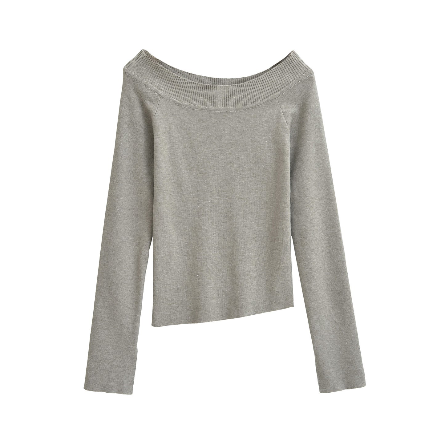 One line off shoulder slanted shoulder elastic slim fit top