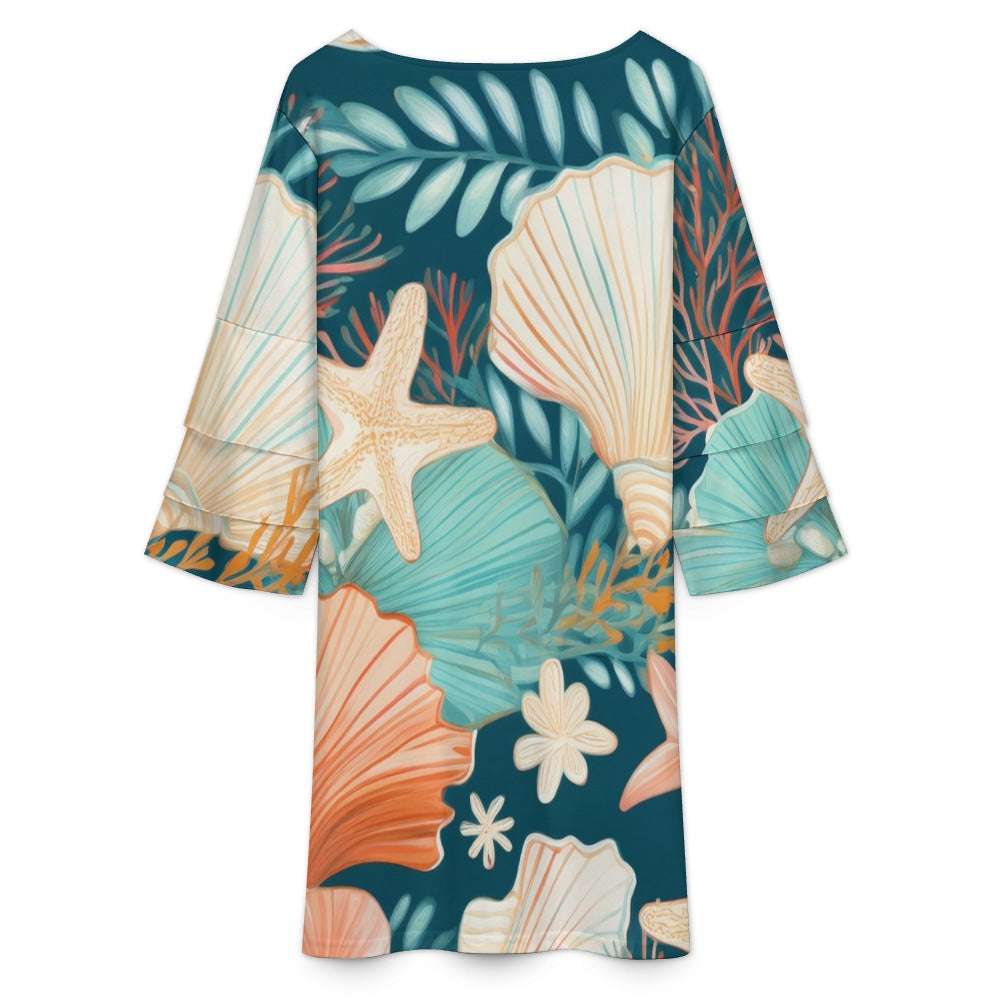 Lotus leaf sleeve dress Inkedjoy