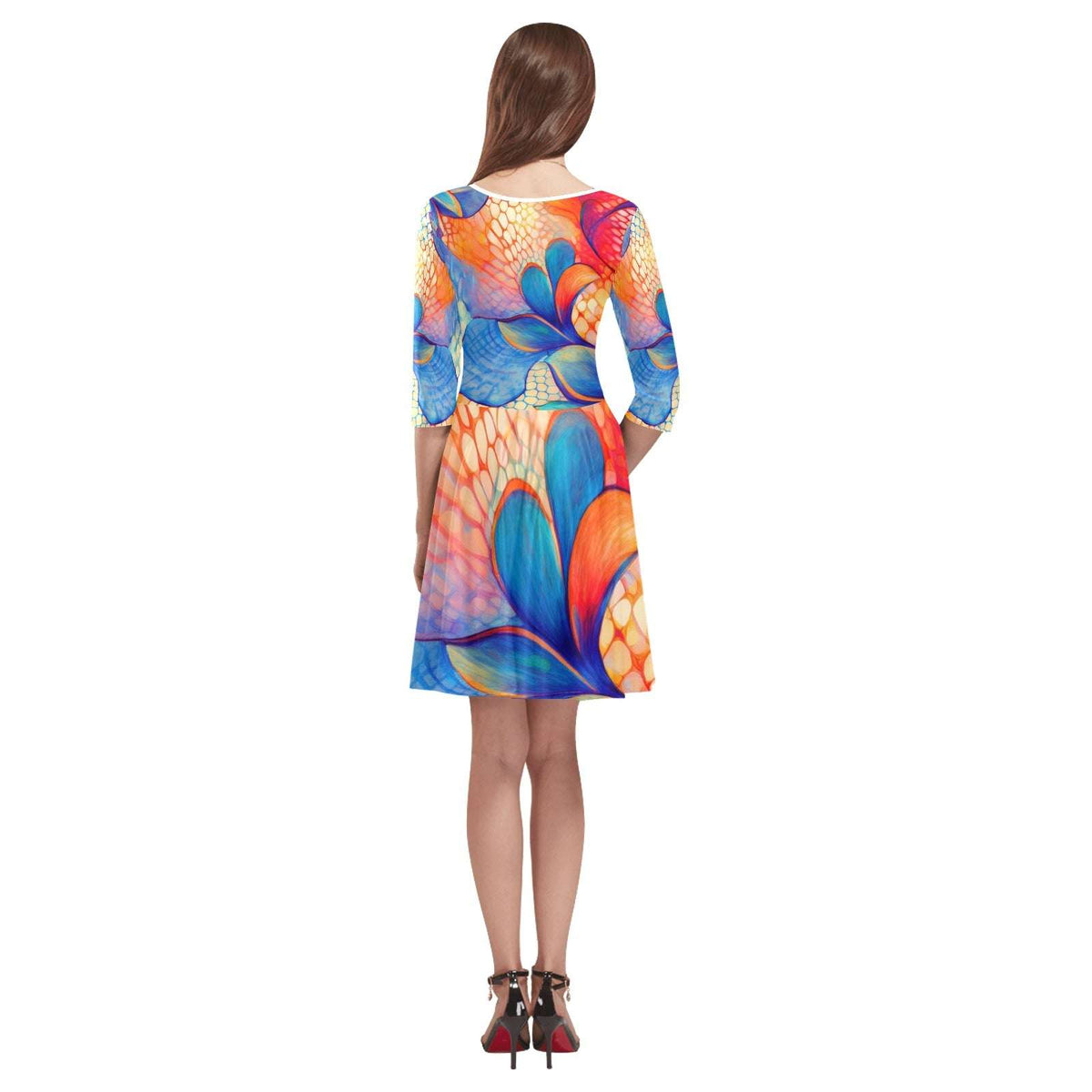 Half-Sleeve Skater Dress Inkedjoy