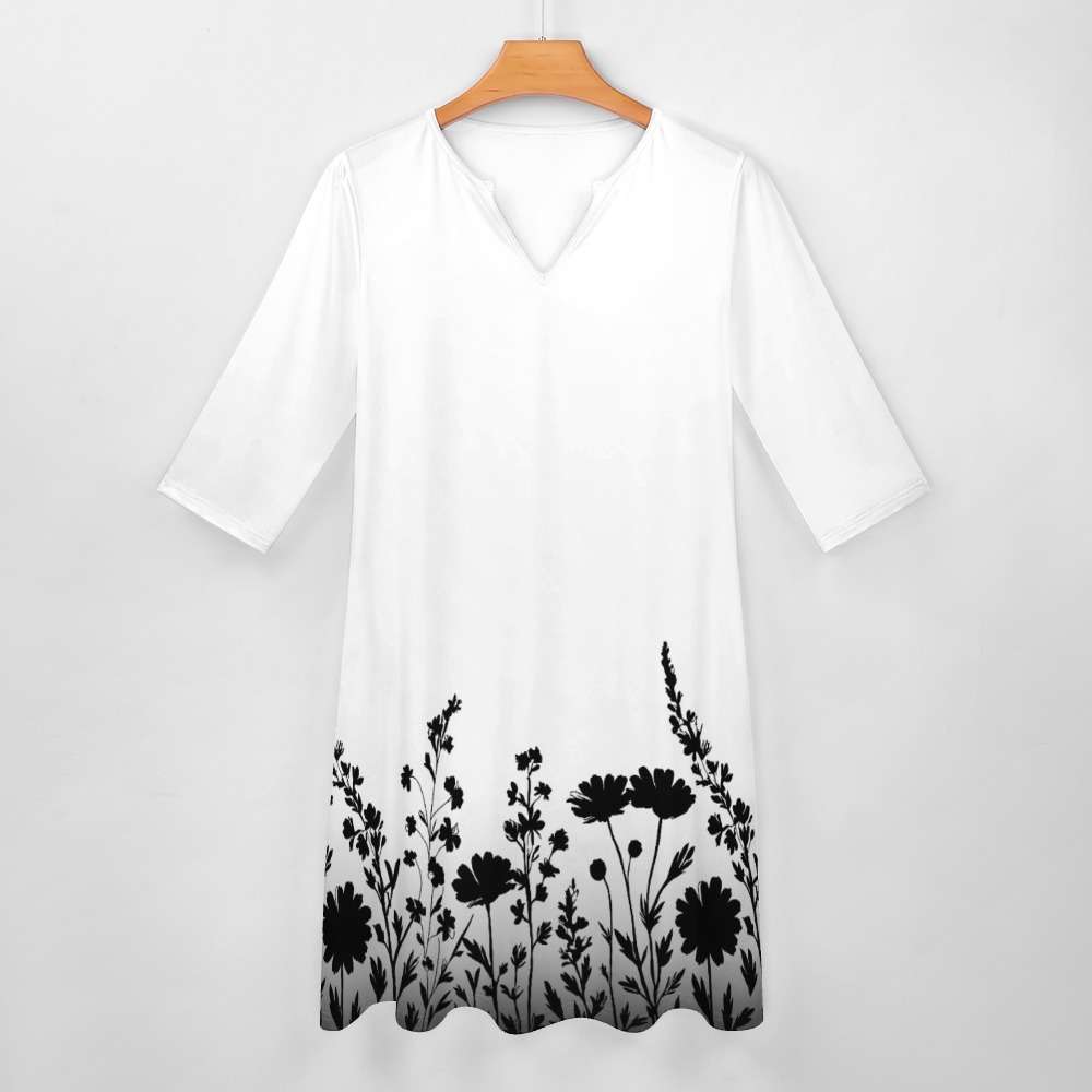 7-point sleeve dress Inkedjoy