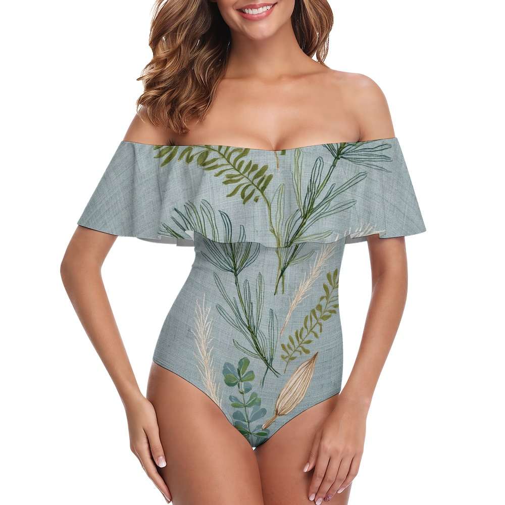 Off-Shoulder One-Piece Swimsuit Inkedjoy
