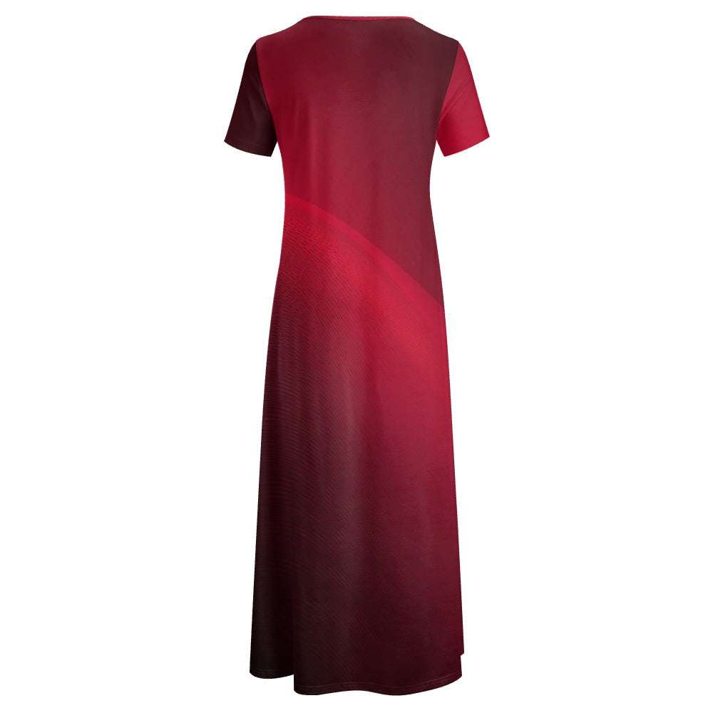 Red Short Sleeve Dress (No Pockets) Inkedjoy