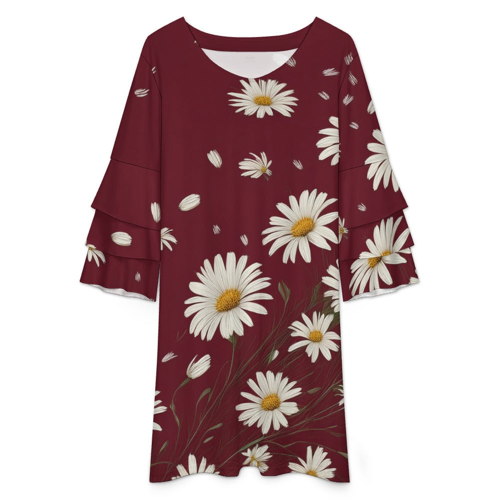 Lotus leaf sleeve dress Inkedjoy