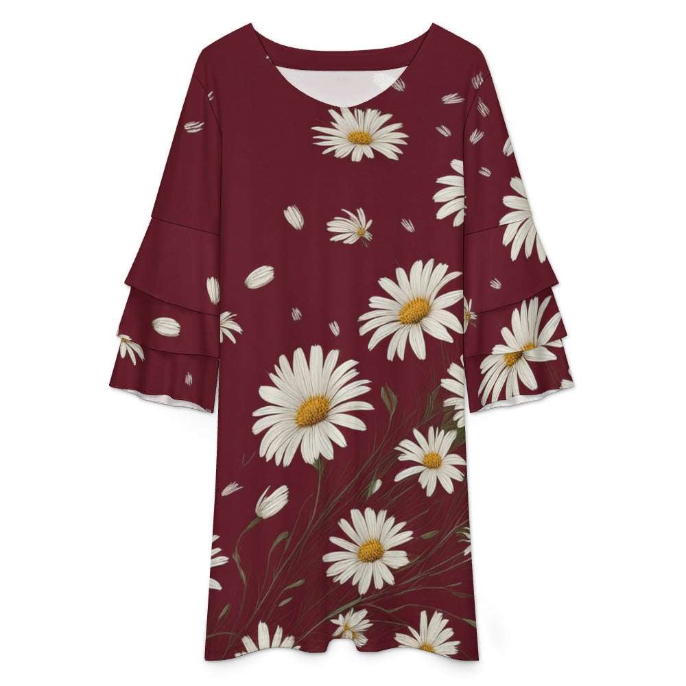 Lotus leaf sleeve dress Inkedjoy