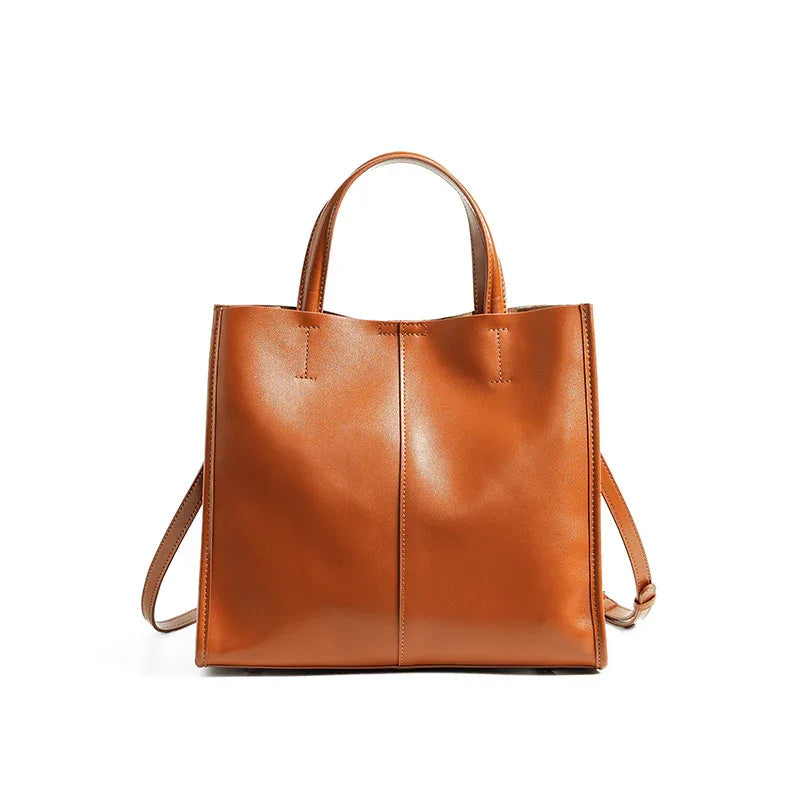 Leather Tote Bag for Women, Genuine First Layer Vegetable-Tanned Leather, Large Capacity, Fashionable and Versatile Handbag - London Look