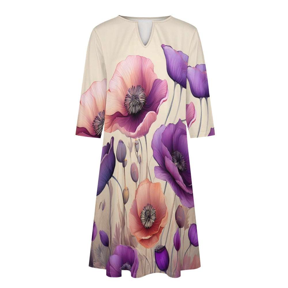 7-point sleeve dress Inkedjoy
