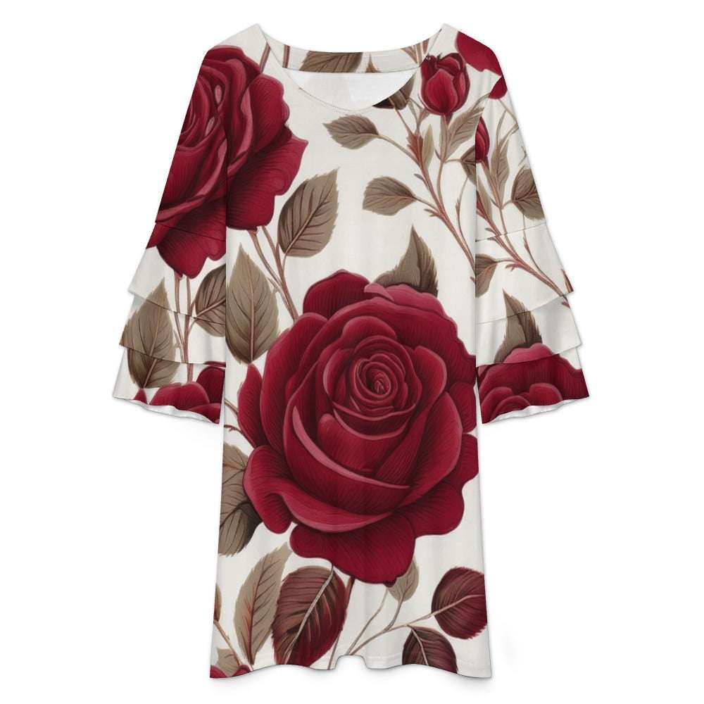 Lotus leaf sleeve dress Inkedjoy