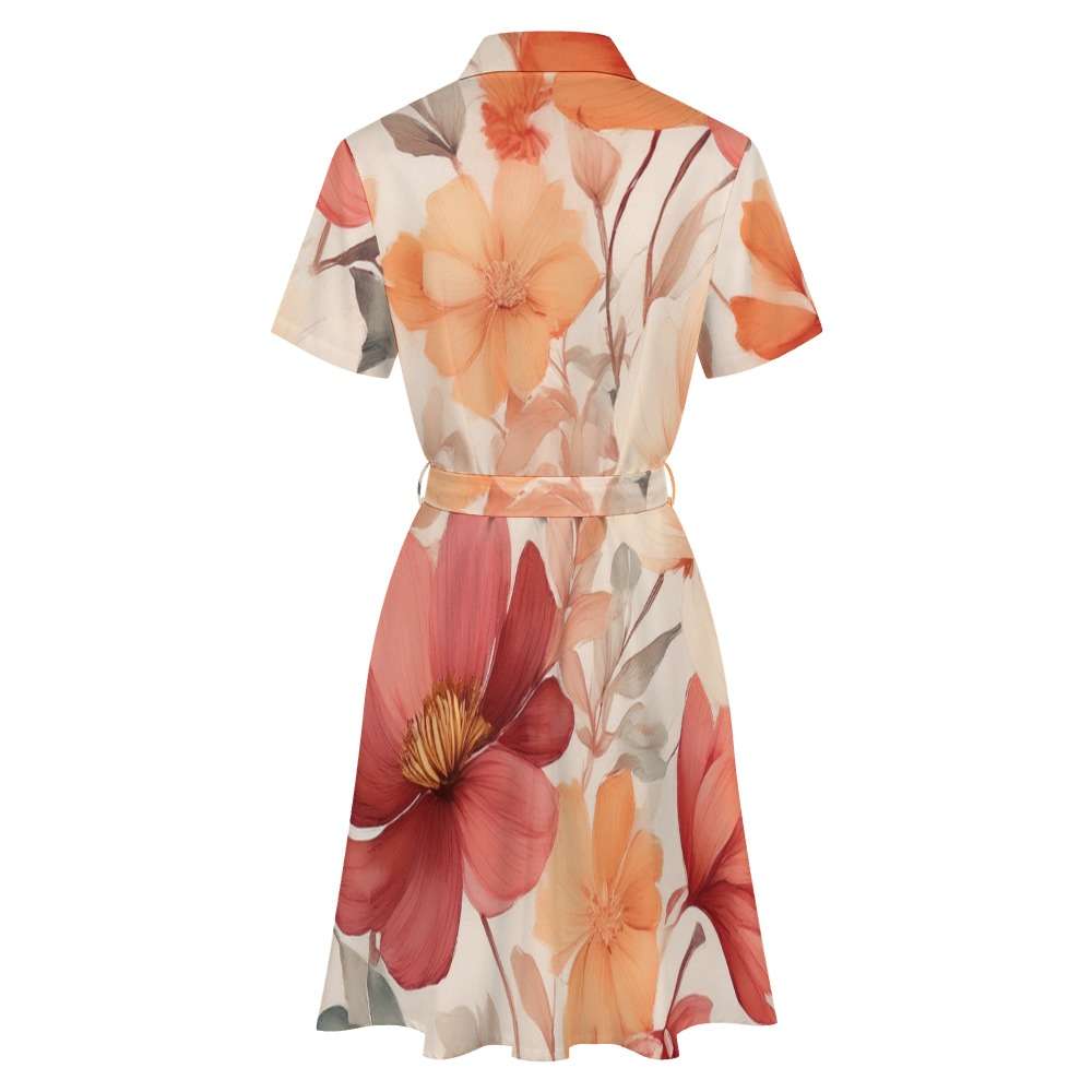 Short-sleeved collared dress Inkedjoy