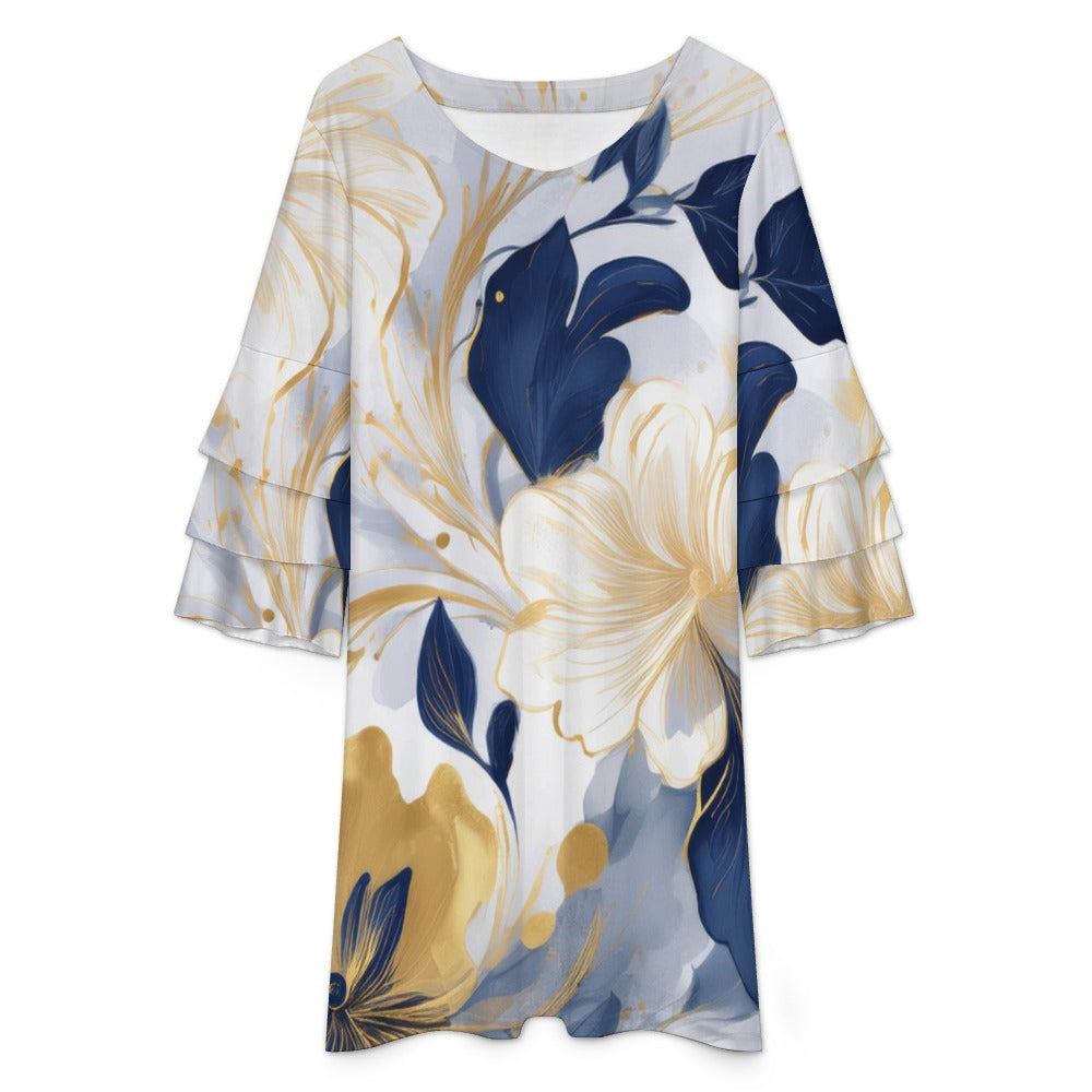 Lotus leaf sleeve dress Inkedjoy