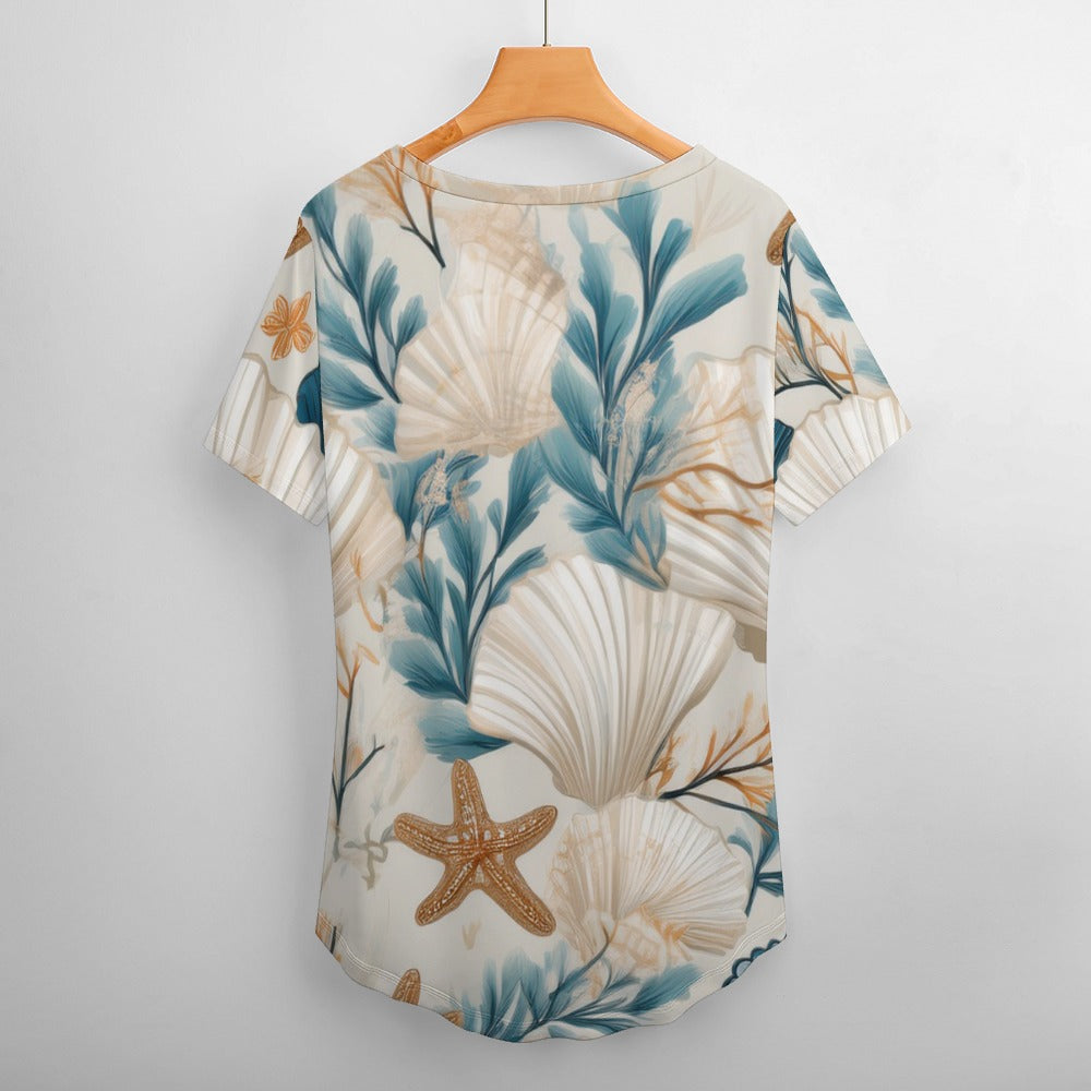 V Neck Short-sleeve Shirt Inkedjoy