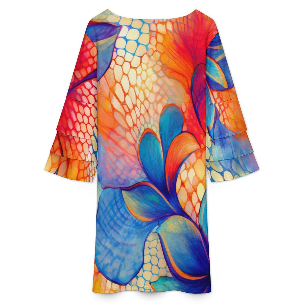 Lotus leaf sleeve dress Inkedjoy