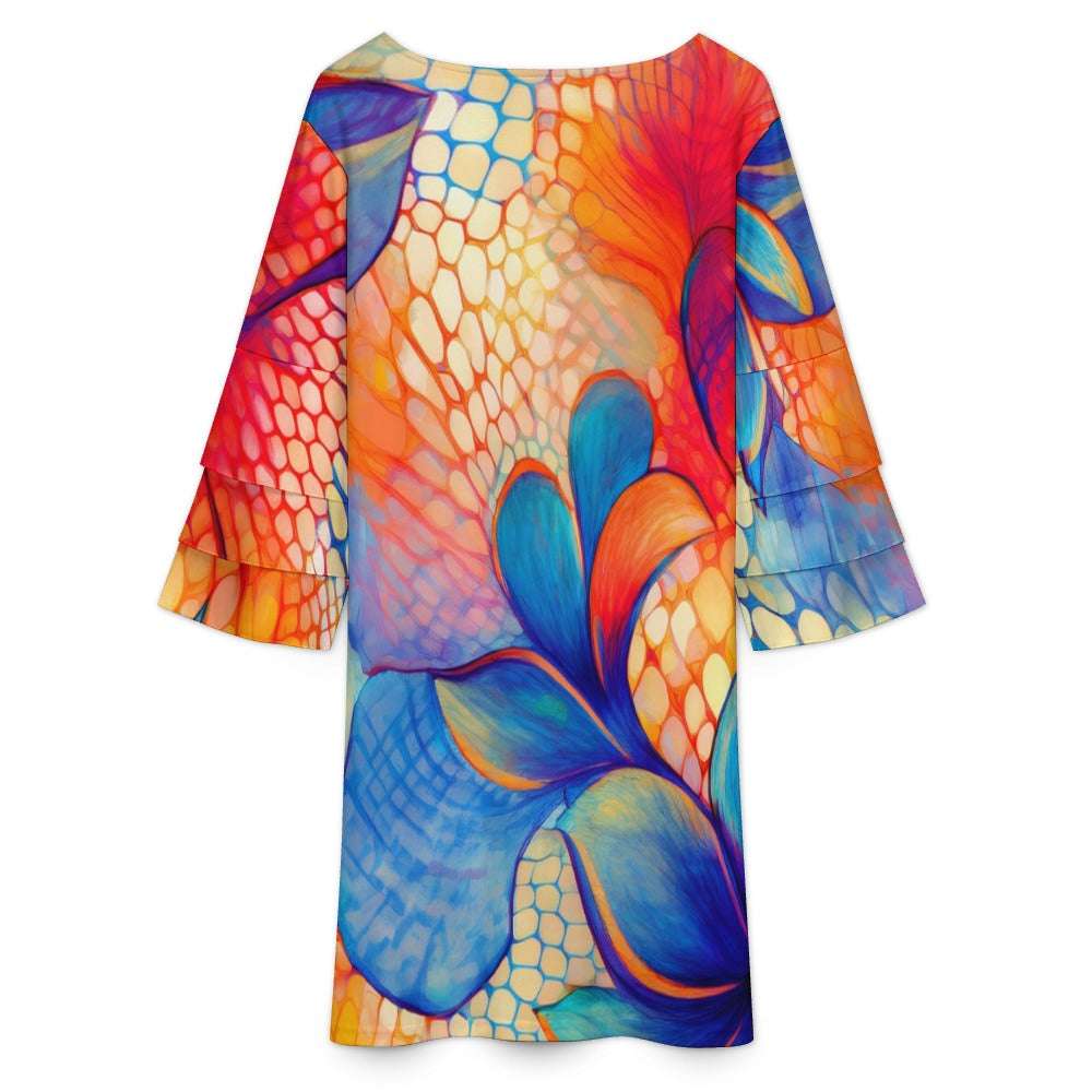 Lotus leaf sleeve dress Inkedjoy