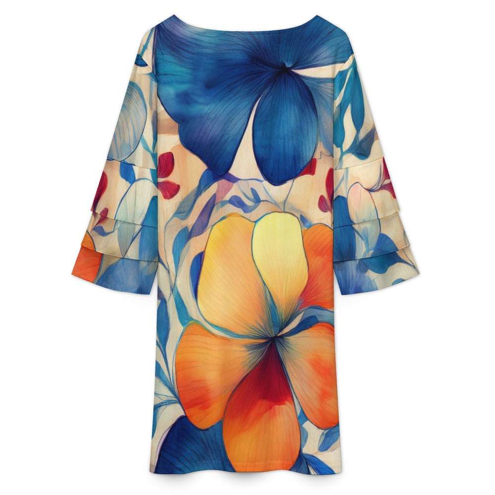 Lotus leaf sleeve dress Inkedjoy