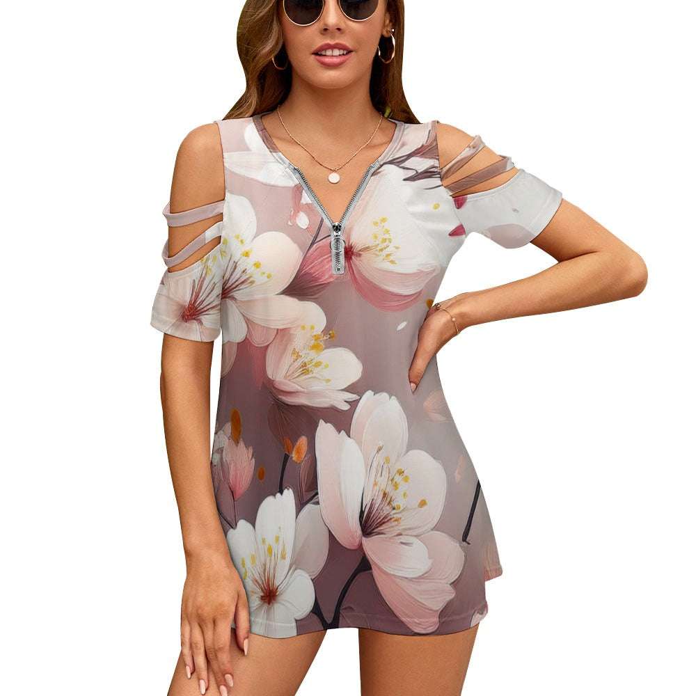 Zip Off Shoulder Top Inkedjoy