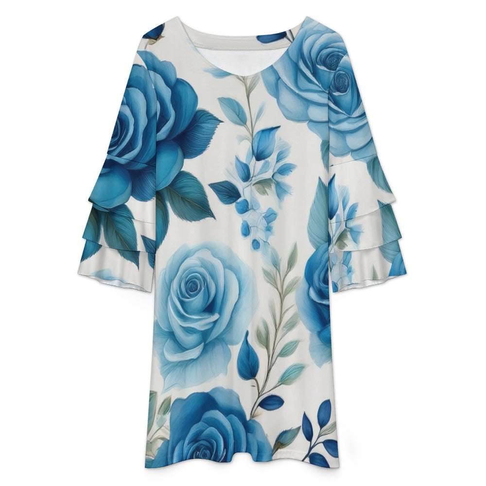Lotus leaf sleeve dress Inkedjoy