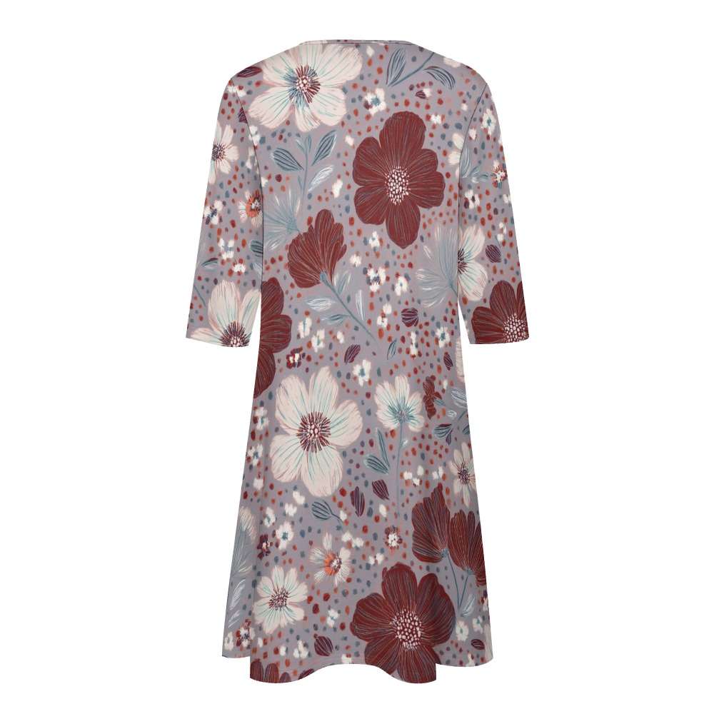7-point sleeve dress Inkedjoy