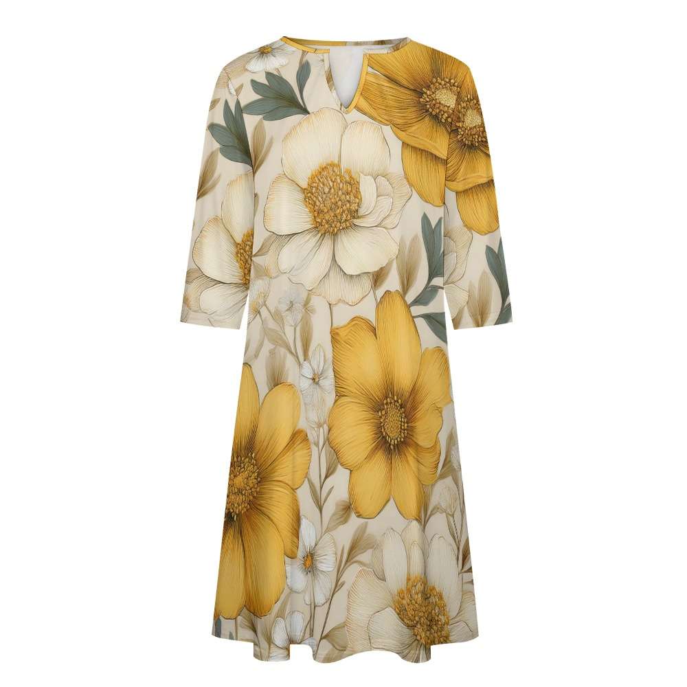 7-point sleeve dress Inkedjoy