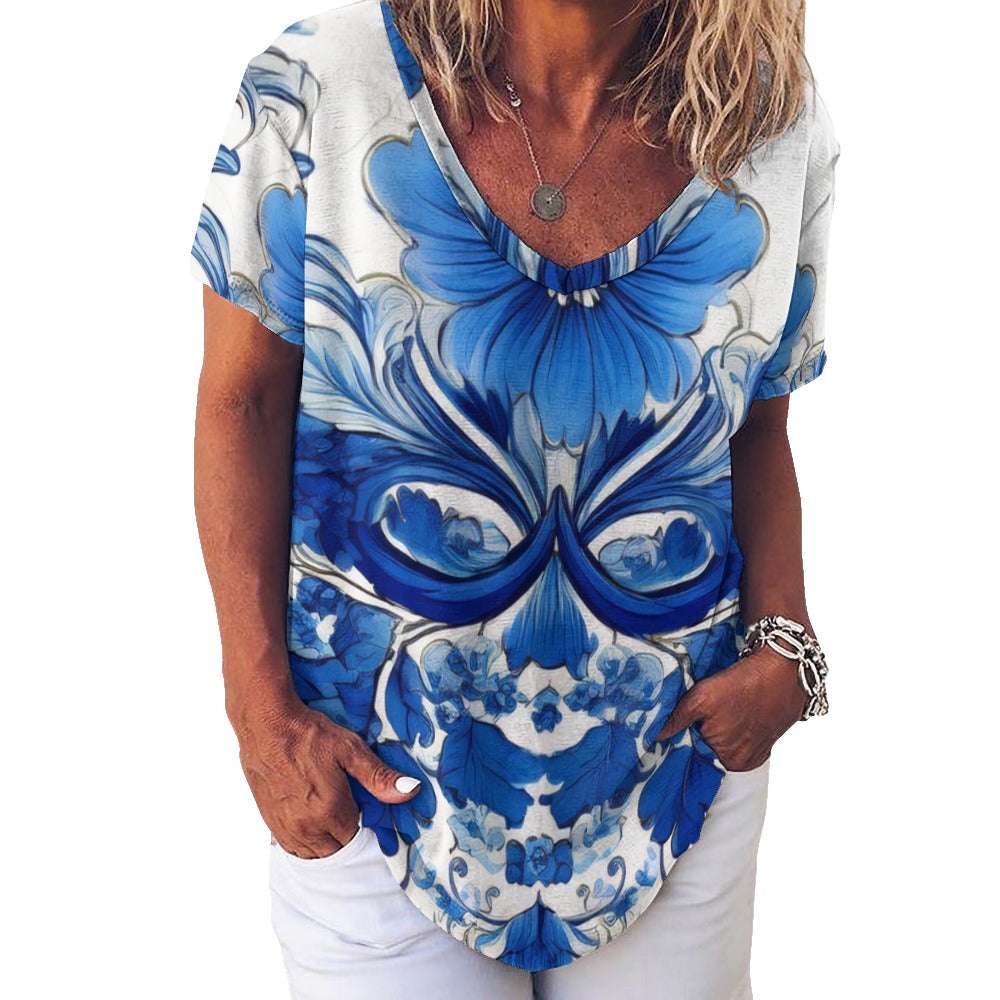 V Neck Short-sleeve Shirt Inkedjoy