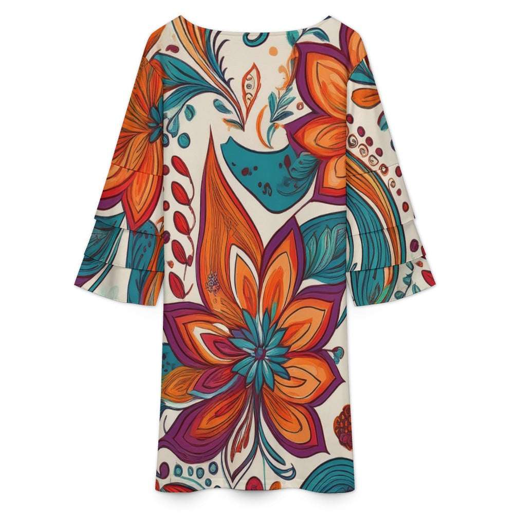 Lotus leaf sleeve dress Inkedjoy