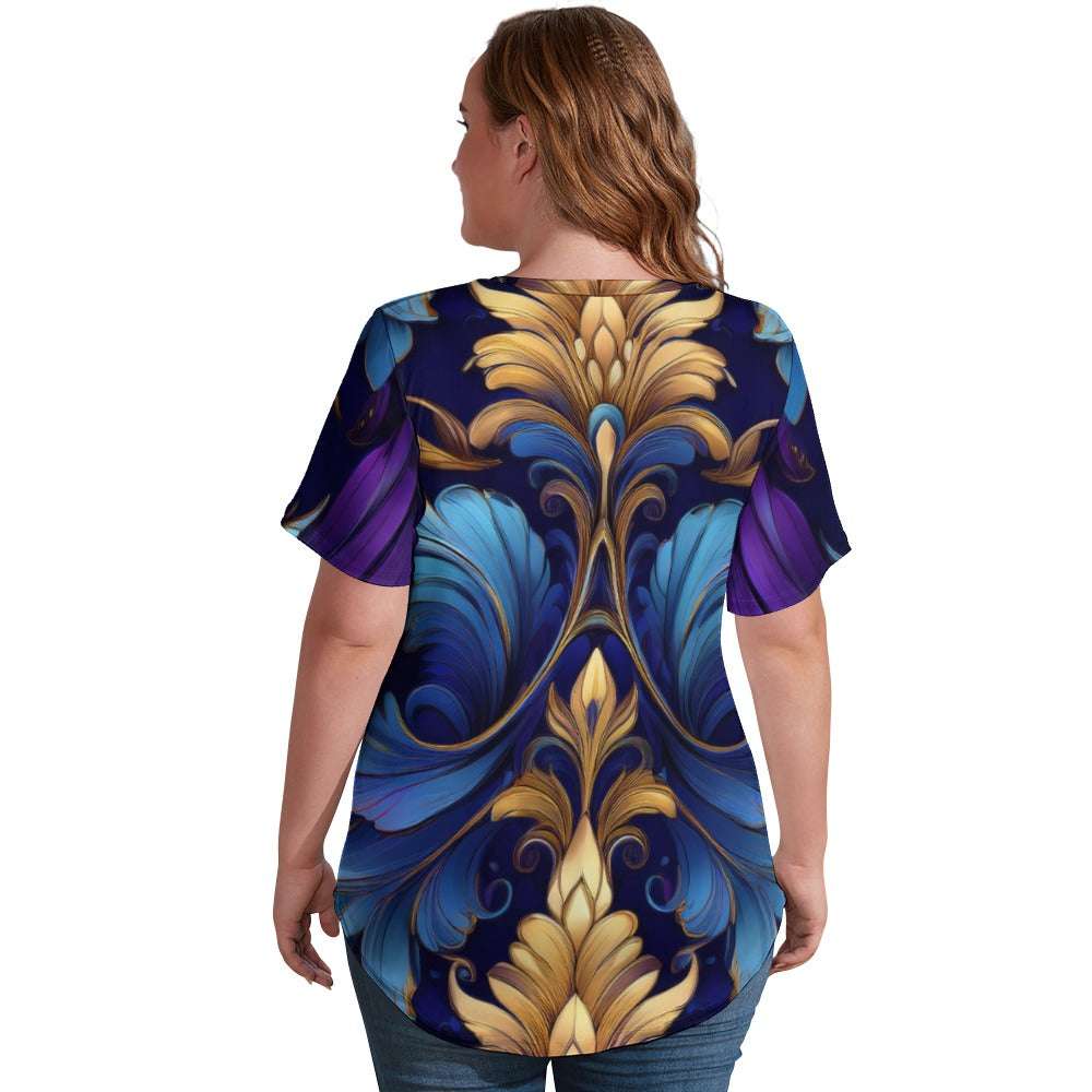 V Neck Short-sleeve Shirt Inkedjoy