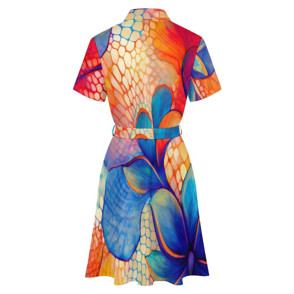 Short-sleeved collared dress Inkedjoy