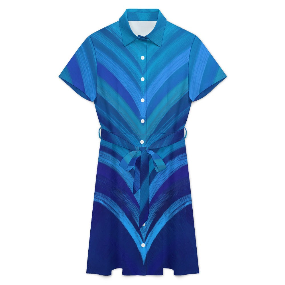 Short-sleeved collared dress Inkedjoy