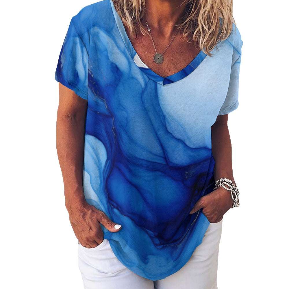 V Neck Short-sleeve Shirt Inkedjoy
