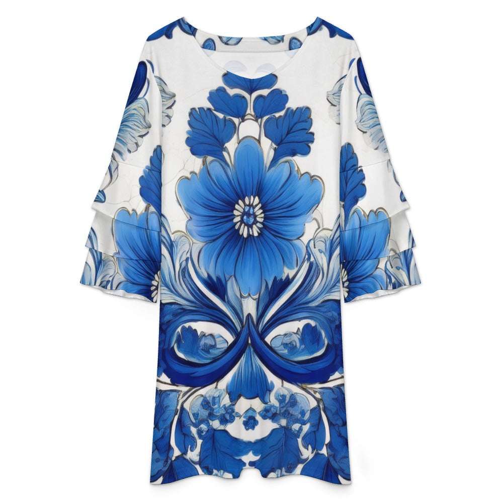 Lotus leaf sleeve dress Inkedjoy