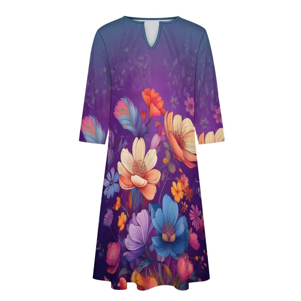 7-point sleeve dress Inkedjoy