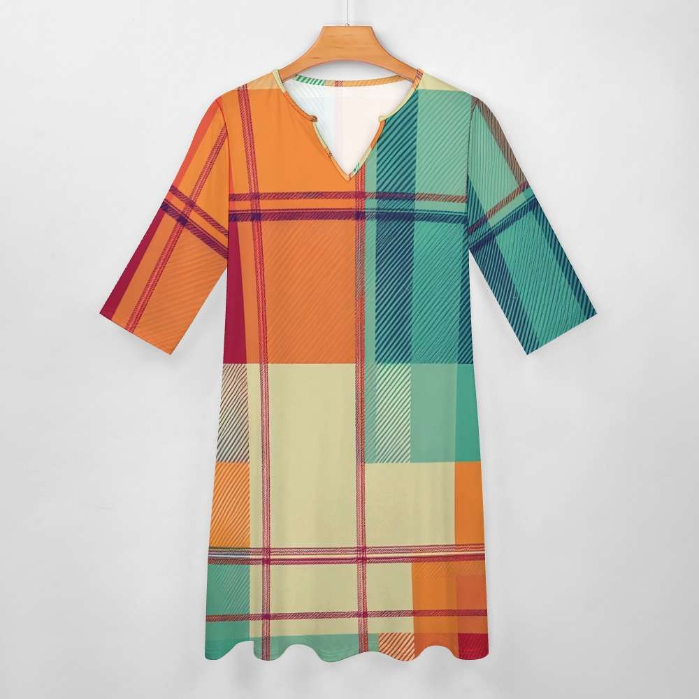 7-point sleeve dress Inkedjoy