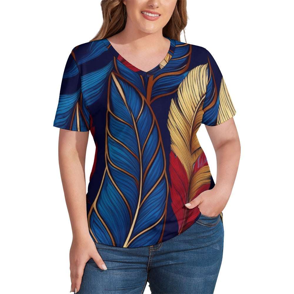 V Neck Short-sleeve Shirt Inkedjoy
